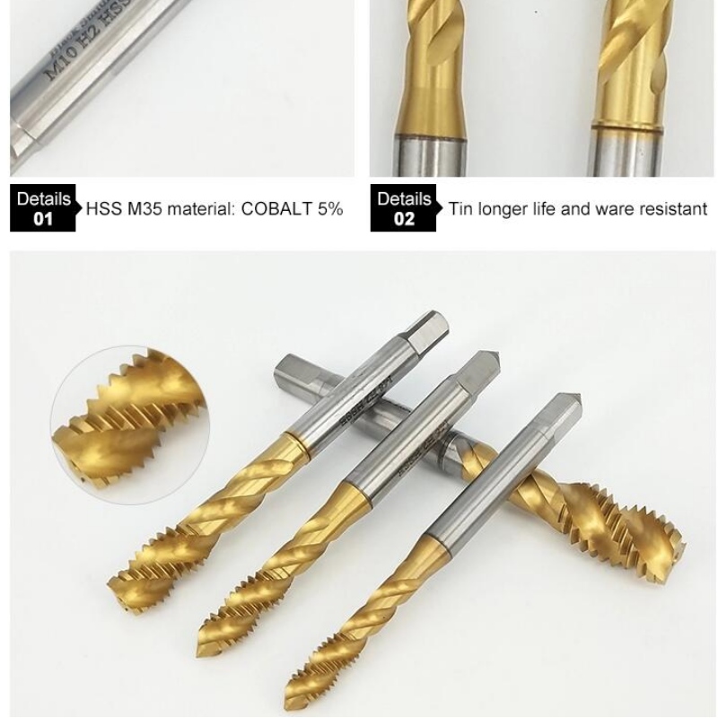 Grifos para acero inoxidable: M8 HSS COBALT hss espiral flauta para acero inoxidable
